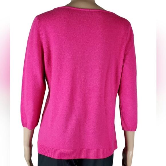 Talbots Hot Pink Cashmere Crewneck Sweater - Picture 2 of 6